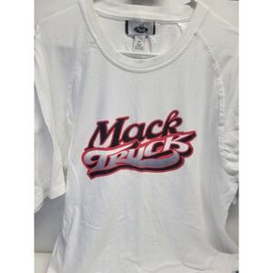 Mack Trucks Mens White Graphic T Shirt XXL Raglan‎ Sleeve Trucker